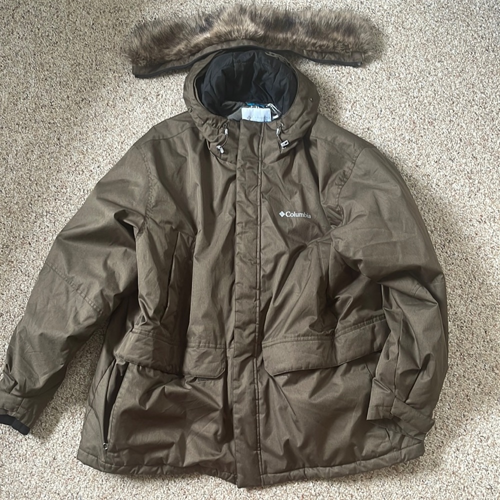 Columbia mens winter coat Omni Heat green brown size 3XL